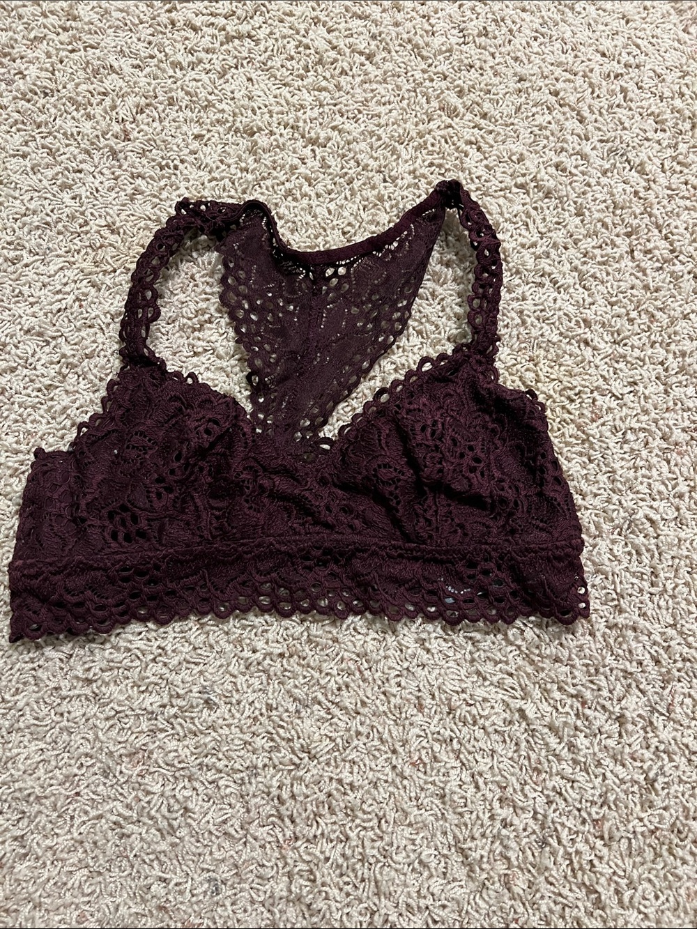 Lace Racerback Bralette in Deep Plum aerie size Medium